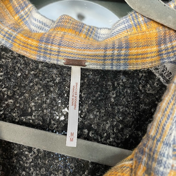 Free People Little Bit of Sugar Plaid Sequin Button Down Top - Picture 7 of 9